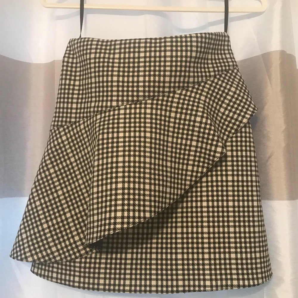 Checkered Frill Front A-Line Mini Skirt